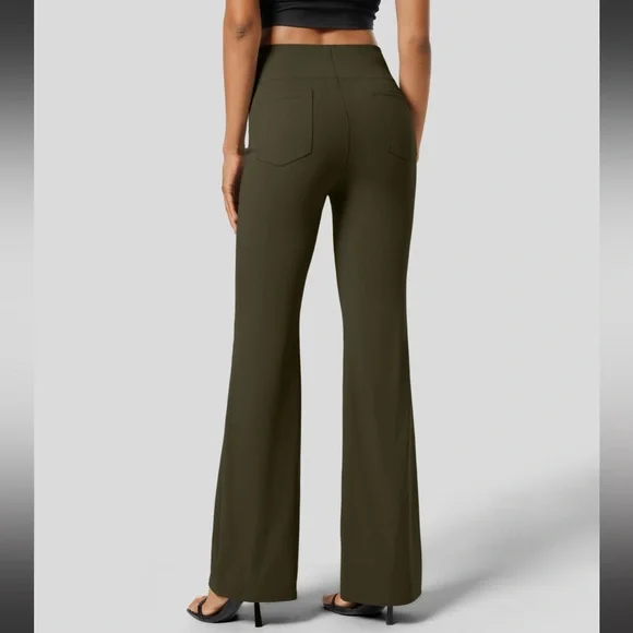 Halara Flex High Waisted Back Side Pockets Slight Flare Work Pants - Picture 2 of 7